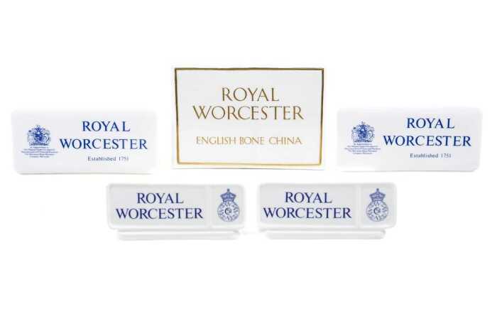Five Royal Worcester porcelain dealer plaques