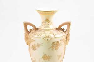 Victorian Royal Worcester porcelain twin handled vase, 1897 - 2
