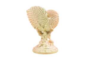 Victorian Royal Worcester porcelain nautilus shell vase, 1895