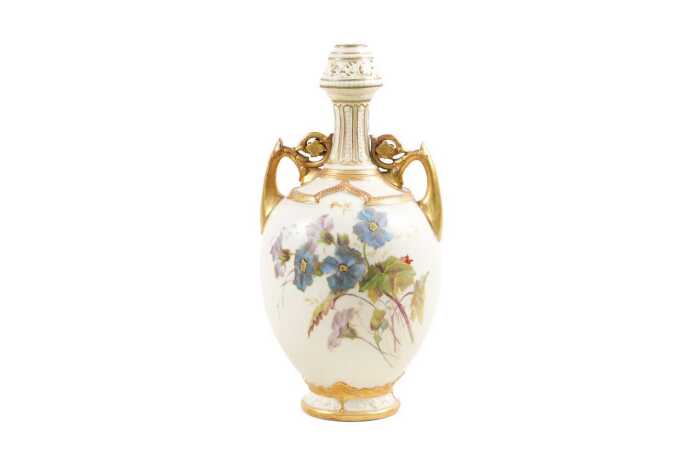 Antique Royal Worcester porcelain twin handled vase