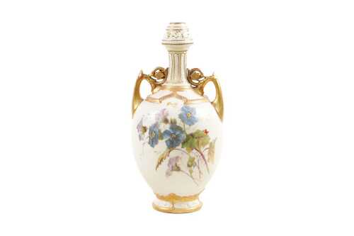 Antique Royal Worcester porcelain twin handled vase