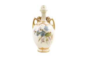 Antique Royal Worcester porcelain twin handled vase