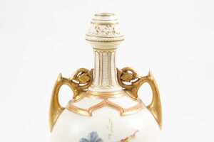 Antique Royal Worcester porcelain twin handled vase - 3