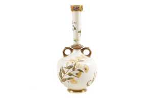 Victorian Royal Worcester porcelain twin handled vase, 1884 - 2