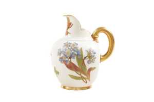 Victorian Royal Worcester porcelain vase and flat back jug, 1890 - 2