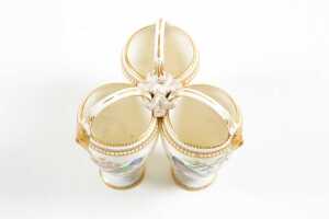 Victorian Royal Worcester porcelain triple vase - 4
