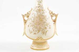 Pair of Victorian Royal Worcester porcelain twin handled vases, 1886 - 2