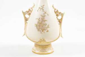 Pair of Victorian Royal Worcester porcelain twin handled vases, 1886 - 3