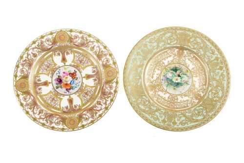 Antique Royal Worcester porcelain cabinet plate, 1921 and one other