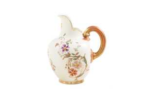 Victorian Royal Worcester porcelain vase and flat back jug, 1891 - 4
