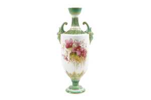 Victorian Royal Worcester porcelain twin handled vase, 1897
