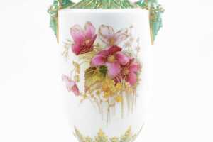 Victorian Royal Worcester porcelain twin handled vase, 1897 - 2