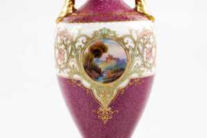 Antique Royal Worcester porcelain twin handled vase, 1923 - 2