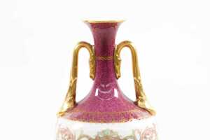 Antique Royal Worcester porcelain twin handled vase, 1923 - 4