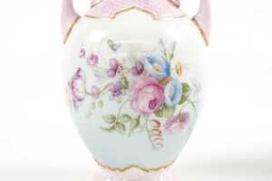 Pair of antique Royal Worcester porcelain twin handled vases - 3