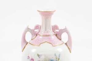 Pair of antique Royal Worcester porcelain twin handled vases - 4