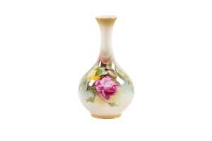 Four antique Royal Worcester hand painted porcelain vases - 4