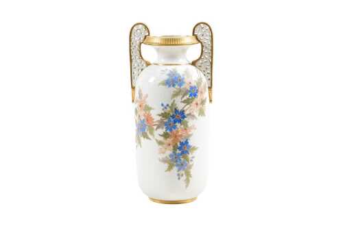 Antique Grainger and Co. of Worcester porcelain twin handled vase