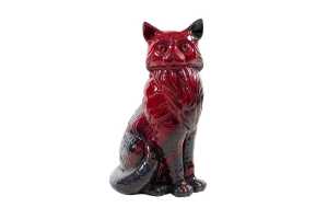 Royal Doulton Flambe ceramic seated cat figure