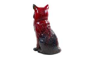 Royal Doulton Flambe ceramic seated cat figure - 4