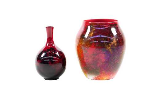 Two Royal Doulton flambe porcelain vases