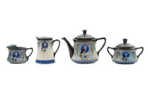 Royal Doulton Titanian Ware 'Bird of Paradise' porcelain four piec tea service