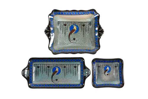 Three Royal Doulton Titanian Ware 'Bird of Paradise' porcelain dishes