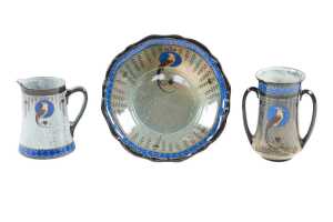 Three Royal Doulton Titanian Ware 'Bird of Paradise' porcelain pieces