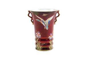 Carlton Ware Rouge Royale 'Mallard duck' porcelain vase