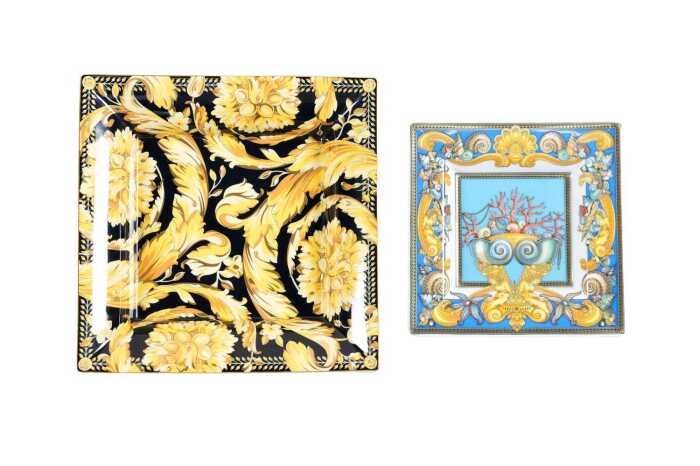 Two Versace by Rosenthal square porcelain dishes