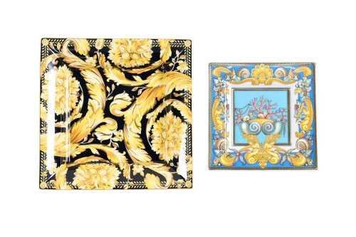 Two Versace by Rosenthal square porcelain dishes