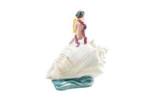 Minton 'Les Enfants de la Mer - L'Enfant a la Lyre' hand painted porcelain figure - 4