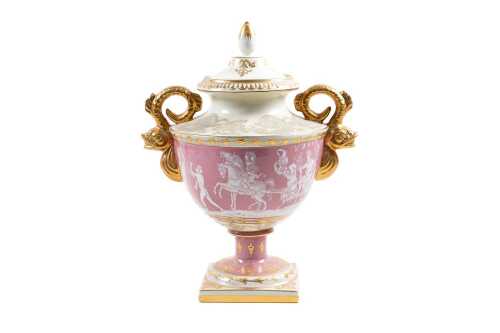 Meissen style p&acirc;te-sur-p&acirc;te porcelain twin handled urn
