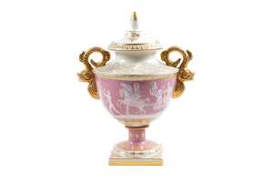 Meissen style p&acirc;te-sur-p&acirc;te porcelain twin handled urn