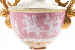 Meissen style p&acirc;te-sur-p&acirc;te porcelain twin handled urn - 2