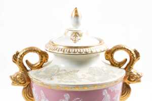 Meissen style p&acirc;te-sur-p&acirc;te porcelain twin handled urn - 4