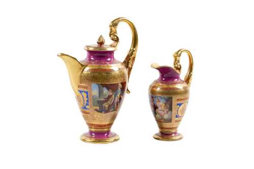 Meissen style porcelain coffee pot and creamer