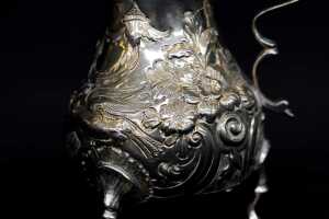 George II English sterling silver tri-footed creamer, 1759 - 3