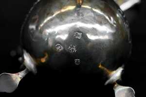 George III English sterling silver tri-footed creamer, 1768 - 4