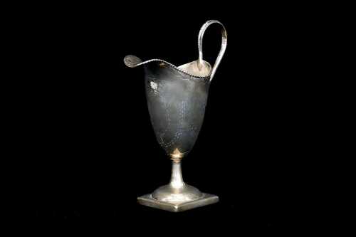 George III English sterling silver helmet form creamer, late 18th century