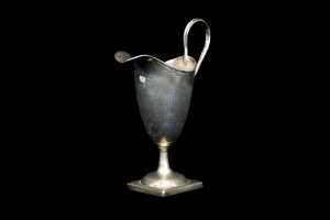 George III English sterling silver helmet form creamer, late 18th century