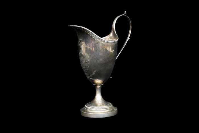 European silver helmet form creamer, c.1800
