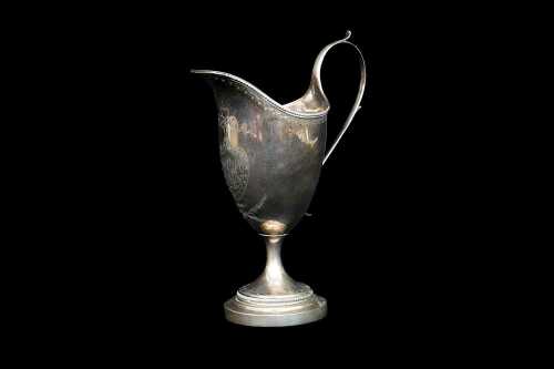 European silver helmet form creamer, c.1800