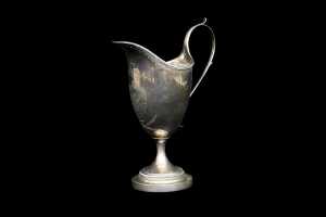 European silver helmet form creamer, c.1800