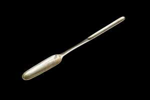 George II English sterling silver double ended marrow scoop, 1732