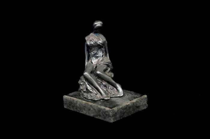 Ben Weily, weighted sterling silver figure of a seated woman, 1989
