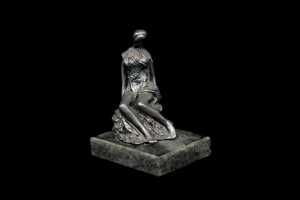Ben Weily, weighted sterling silver figure of a seated woman, 1989