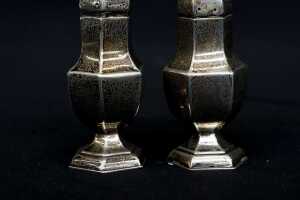 pair of antique English sterling silver pepper pots, weight 64g - 3