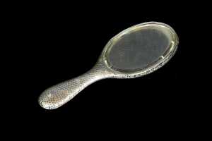 Arts and Crafts English sterling silver mounted hand mirror - 2