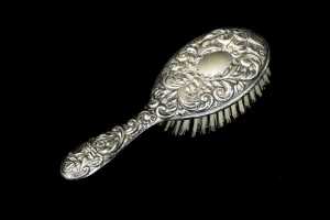 English sterling silver mounted dressing table brush and mirror - 2
